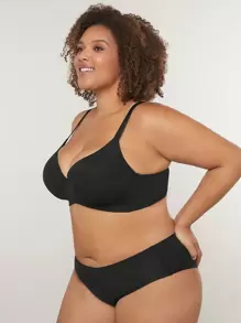 LUVLETTE Plus Black Wireless Comfortable Must-Haves Push Up T-Shirt Basic Bra - Black - View 9