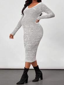 SHEIN Women's Striped Casual White Winter Maternity Bodycon Dress,Summer Clashing Colour Patchwork Mini Pleated Sundress,Casual Summer Dresses For Maternity - Apricot - View 6