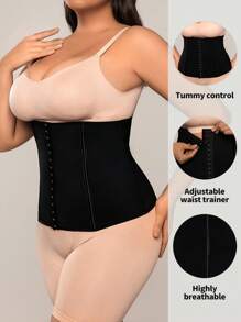 Plus Size Hook And Eye Waist Cincher - Black - View 1