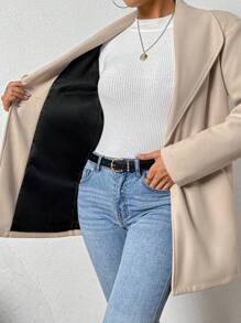 EMERY ROSE Ladies' Padded OverPuffer Coat Clothes Winter With Single Button Closure - Apricot - View 7