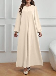 Modelyn 蓬蓬袖女裝連衣裙 - 杏色 - 查看 1