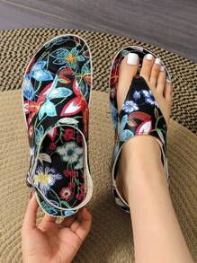 Sandalias De Plataforma Con Tacón De Cuña Para Mujer Con Anillo En El Dedo, Cierre De Hebilla, Color Aleatorio (suela De Poliuretano Con Agujeros Pequeños) - Multicolor - Ver 6