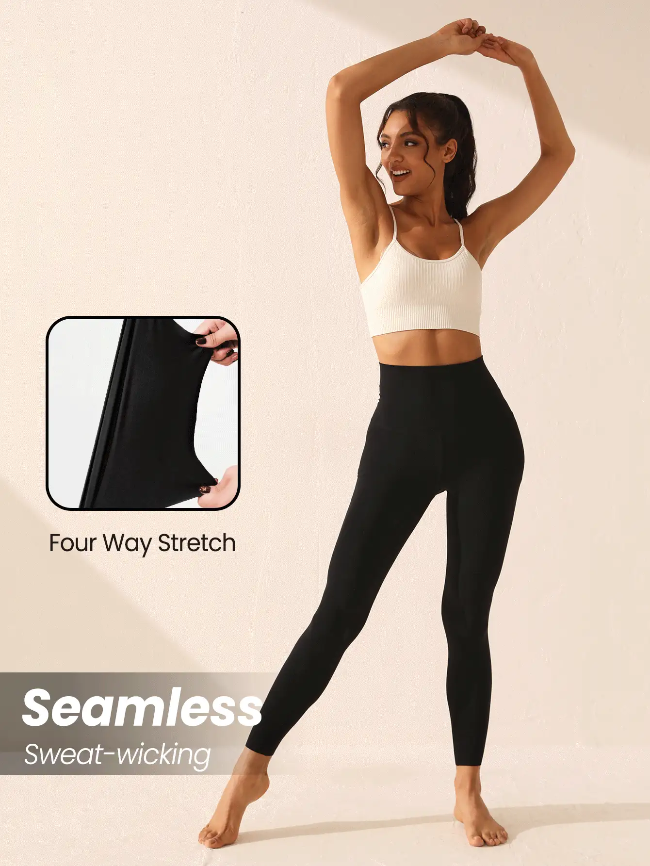 Lifespree 修身運動緊身褲 - 黑色 - 查看 7