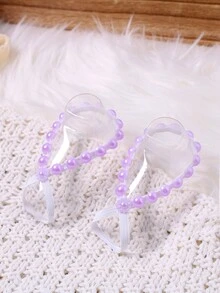 Newborn Photography Prop Diy Handmade Pearl Baby Footwear, Newborn Photoshoot Accessories - Purple - View 2