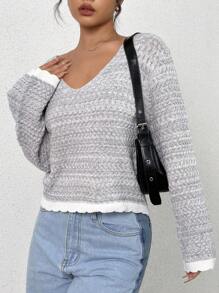 Flirla Women's Color Block Long Sleeve Sweater