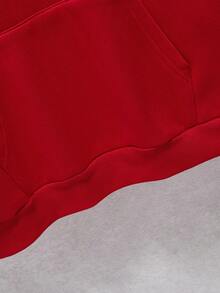 Men's Earphone Printed Drawstring Hooded Long Sleeve Sweatshirt - Red - View 7