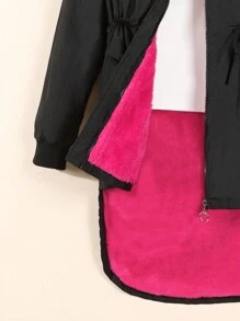 Teen Girls' Casual Hooded Parka Jacket With Padding - Black - View 4