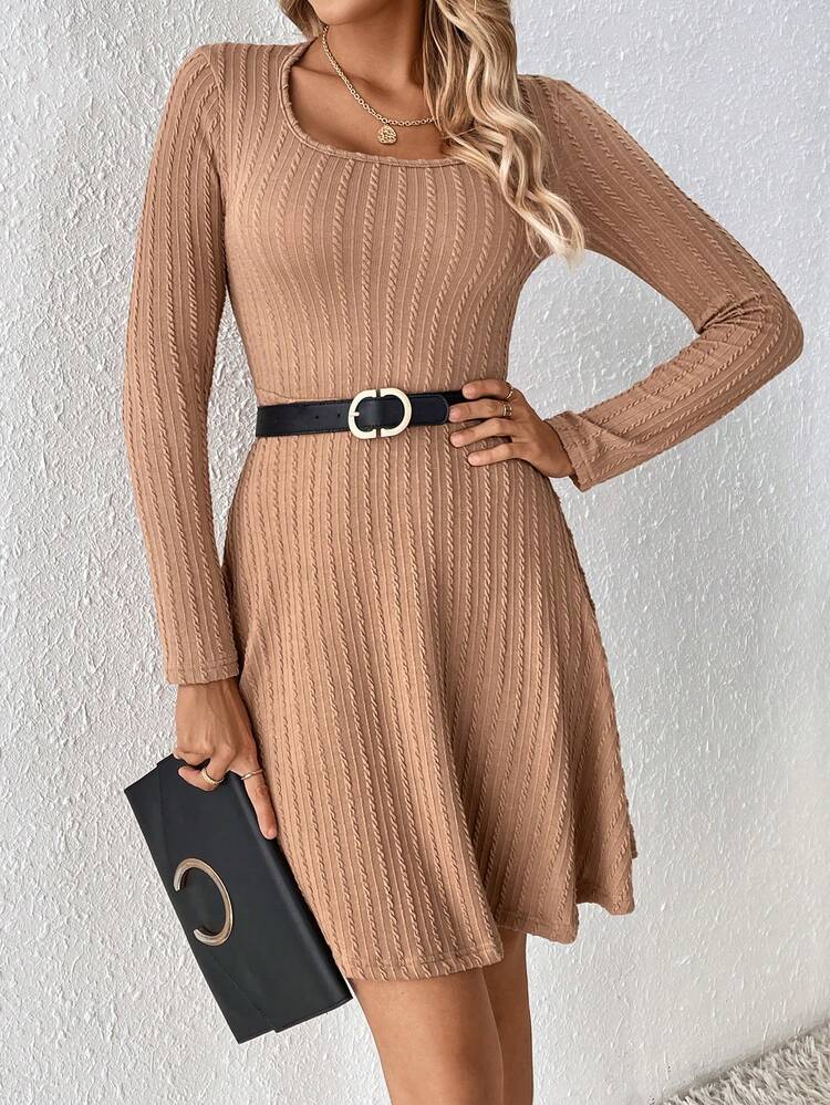 Women's Solid Color Round Neck Shift Dress