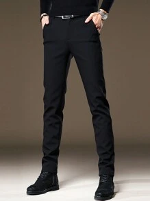 Men's Solid Casual Stretch Tapered Trousers