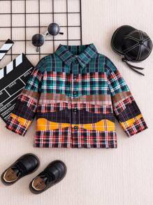 時尚格子紋嬰兒男童外套 - 彩色 - 查看 1