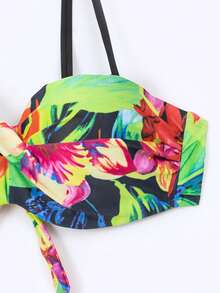 Swim Vcay 热带印花扭纹比基尼套装和罩衫狂欢夏日海滩 - 彩色 - 查看 6