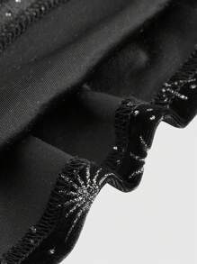 ROMWE Goth Women's Snowflake Pattern Bell Sleeve Lace Patchwork Dress - Black - View 3