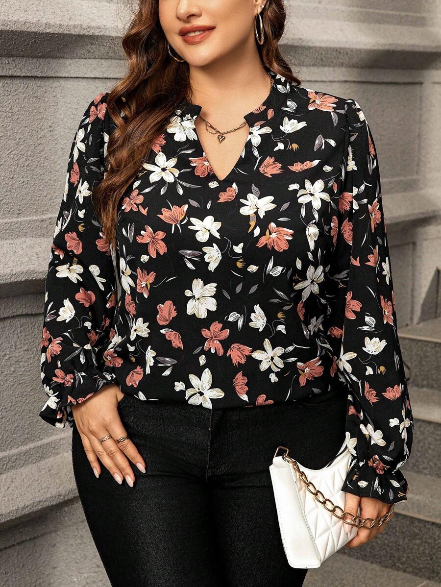 SHEIN Clasi Plus Size Women's Floral Printed Shirt