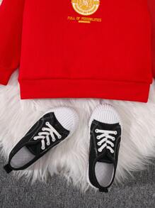 SHEIN Toddler Boys' Coordinated Sporty 2 In 1 Sweatshirt With Letter Print - Red - View 5