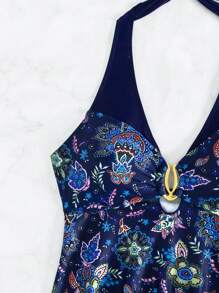 SHEIN Swim Của phụ nữ Paisley In Halter Neck Áo bikini Và Đáy Lễ hội hóa trang - Nhiều màu - Xem 6