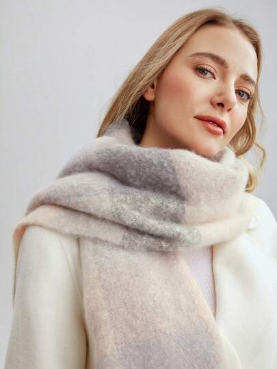 MOTF PREMIUM BUFANDA DE MODA DE POLIÉSTER A CUADROS MULTICOLOR