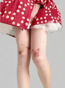 ROMWE Hippie 1pair Women's Butterfly & Cross Patterned Pantyhose, All Seasons