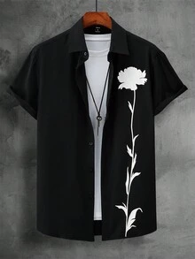 Manfinity RSRT Men Floral Print Shirt Without Tee - Black - View 4