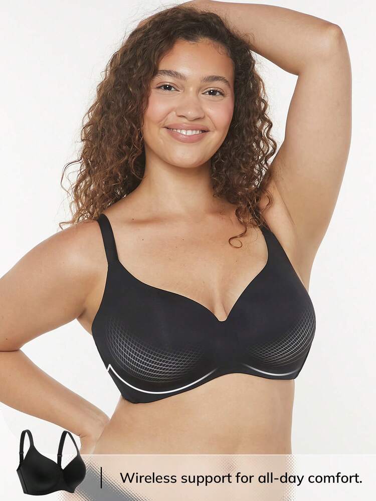 Black Wireless Comfortable Must-Haves Push Up T-Shirt Basic Bra