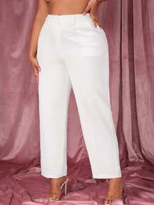 SHEIN SXY 大尺碼女式西裝褲,有口袋設計 - 白色 - 查看 7