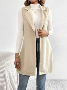 SHEIN Essnce 天鵝絨中長外套 - 杏色 - 查看 4