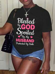 Slogan Graphic Tee - Black - View 1