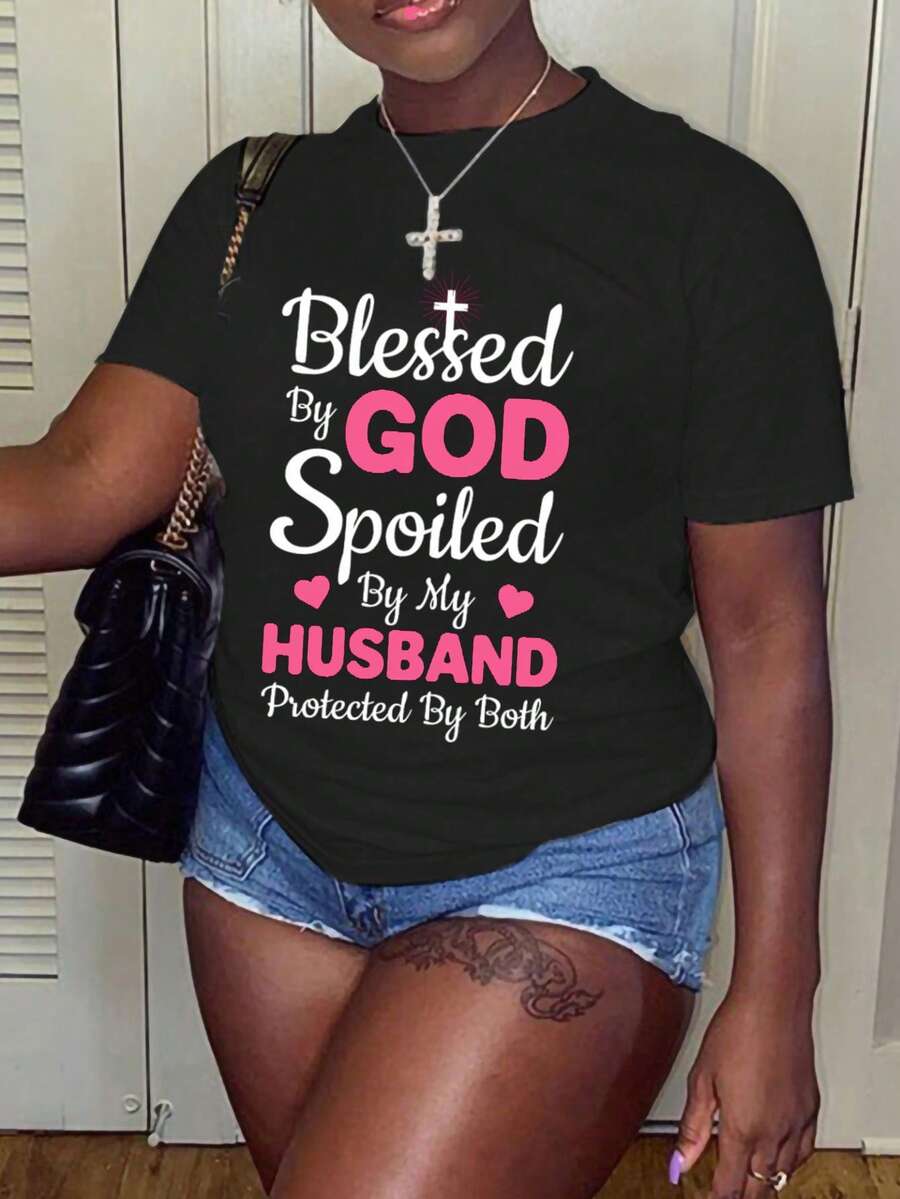 Slogan Graphic Tee - Black - View 1