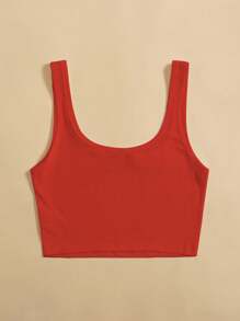 SHEIN Unity Top corto de cuello redondo para ropa de Año Nuevo - Rojo - Ver 2