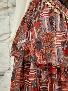 Bohemela Women'S Sweater Multi-Layered Skirt - Red - View 9