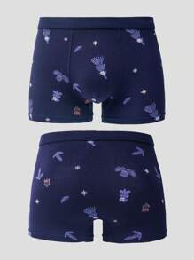 Men's Plant Pattern Printed Boxer Briefs (3 Packs) - Multicolor - View 5