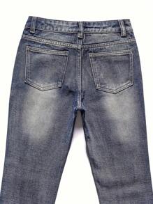 Teenage Boys' Distressed Washed Denim Jeans - Medium Wash - View 4