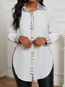 EMERY ROSE 女士格子长袖衬衫 - 彩色 - 查看 6