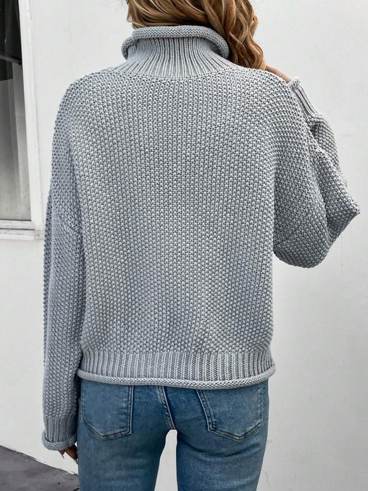 Women's Mock-Neck Batwing Sleeve Knit Pullover Fall Winter Sweater