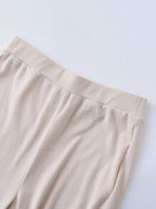 SHEIN Privé Solid Flare Leg Pants - Apricot - View 8