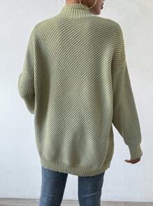 Chiquease Solid Color Drop Shoulder Casual Sweater Knit Pullover Fall Winter Outfit