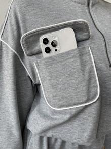 Chiquease Färgblock Halv dragkedja Nedhasade aclar Sweatshirts Med - Grå - Visa 3