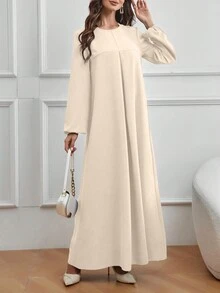 Modelyn 蓬蓬袖女裝連衣裙 - 杏色 - 查看 3