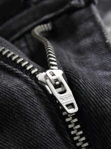 Men's Slim Fit Ripped Black Straight Leg Jeans - Black - View 4