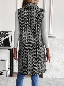 EMERY ROSE Random Printed Vest Jacket - Black - View 2