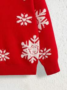 SHEIN Maglione natalizio con fiocchi di neve per ragazza giovane - Rosso - Visualizzare 6