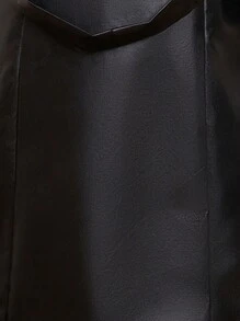 SHEIN Slayr Women's Splicing Pu Long Coat - Black - View 7