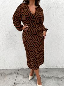 SHEIN Clasi 大尺碼高領毛衣連衣裙 - 彩色 - 查看 4