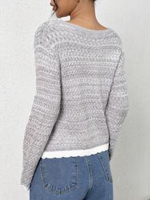 Flirla Women's Color Block Long Sleeve Sweater