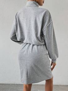 Chiquease Färgblock Halv dragkedja Nedhasade aclar Sweatshirts Med - Grå - Visa 2