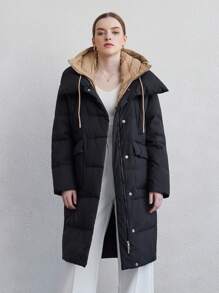 ZIAI Women's Casual Flap Pocket Down Jacket, Winter - Black - View 7