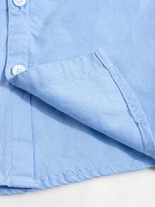 Boys' Light Blue Casual Long Sleeve Shirt With Small Bow Tie, Perfect For Formal Occasions - Baby Blue - View 6