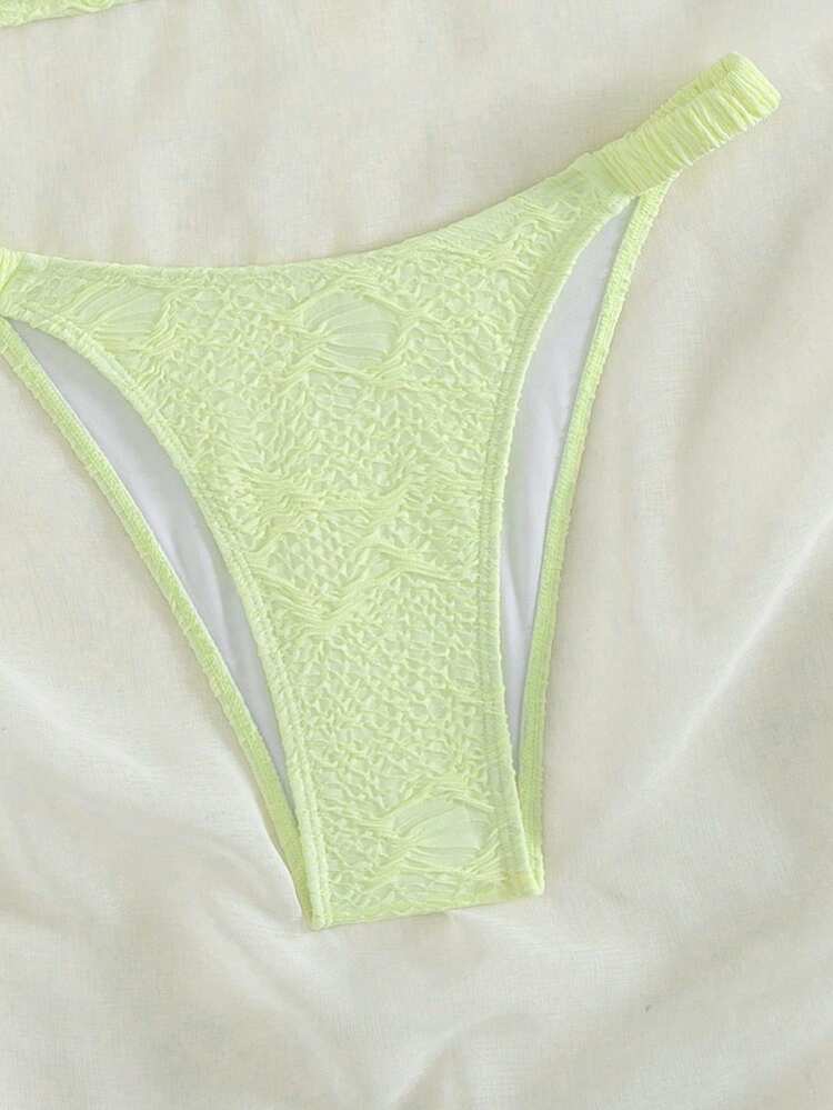 Summer Solid Color Textured Bikini Set