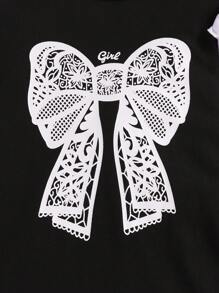 嬰兒女裝大蝴蝶結印花裙,適合小淑女 - 黑與白 - 查看 4