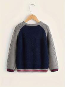 SHEIN Baby-pullover Mit Kontrast-raglanärmeln Für Jungen