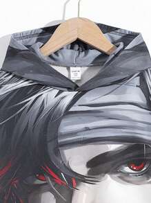 Zweiteiliges Set Für Jungen Mit Kapuzenpullover Und Hose Im Farbblockdesign Mit Cartoon Muster